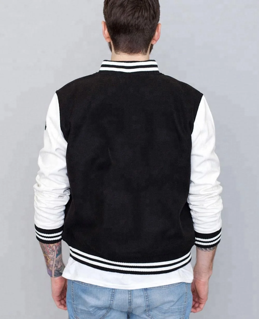 Custom logo stain half zip sports bomber jackets men 2017 blank baseball track pullover Wool Varsity Bomber jacket wholesale