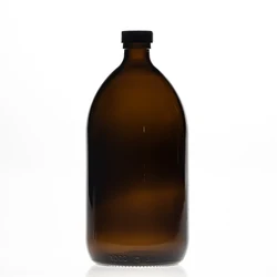 Stock Products 1000ml Boston Round Amber Glass Growler Kombucha Bottles Empty Sirop Bottle with Bakelite Cap