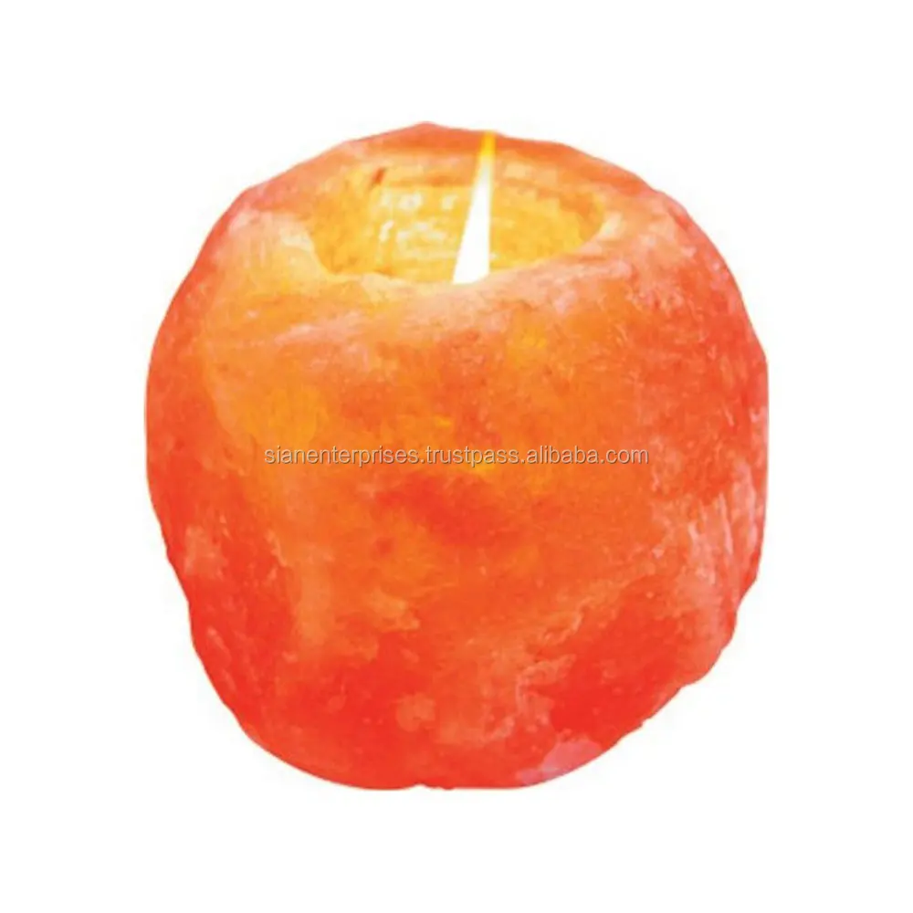 Sian Enterprises Crafted Sphere Shape Candle Holder Himalayan Crystal Salt Lamp Stone Material for Wedding Lighting