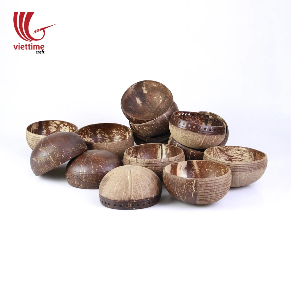 Уникальная резная Кокосовая чаша с великолепным дизайном высокое качество и безопасность для пищевых продуктов оптовая продажа из Вьетнама Лучшая цена