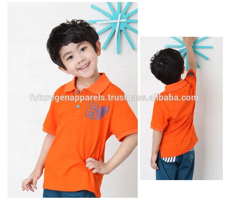 Children Polo T-shirt Boys Short sleeve Polo Neck Tshirt Custom Printed Embroidered Collar T shirt Customized Colors and Design