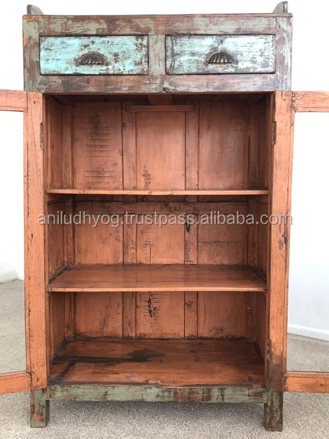 Indian reclaimed wooden small alimrah/Recycled wooden cabinet