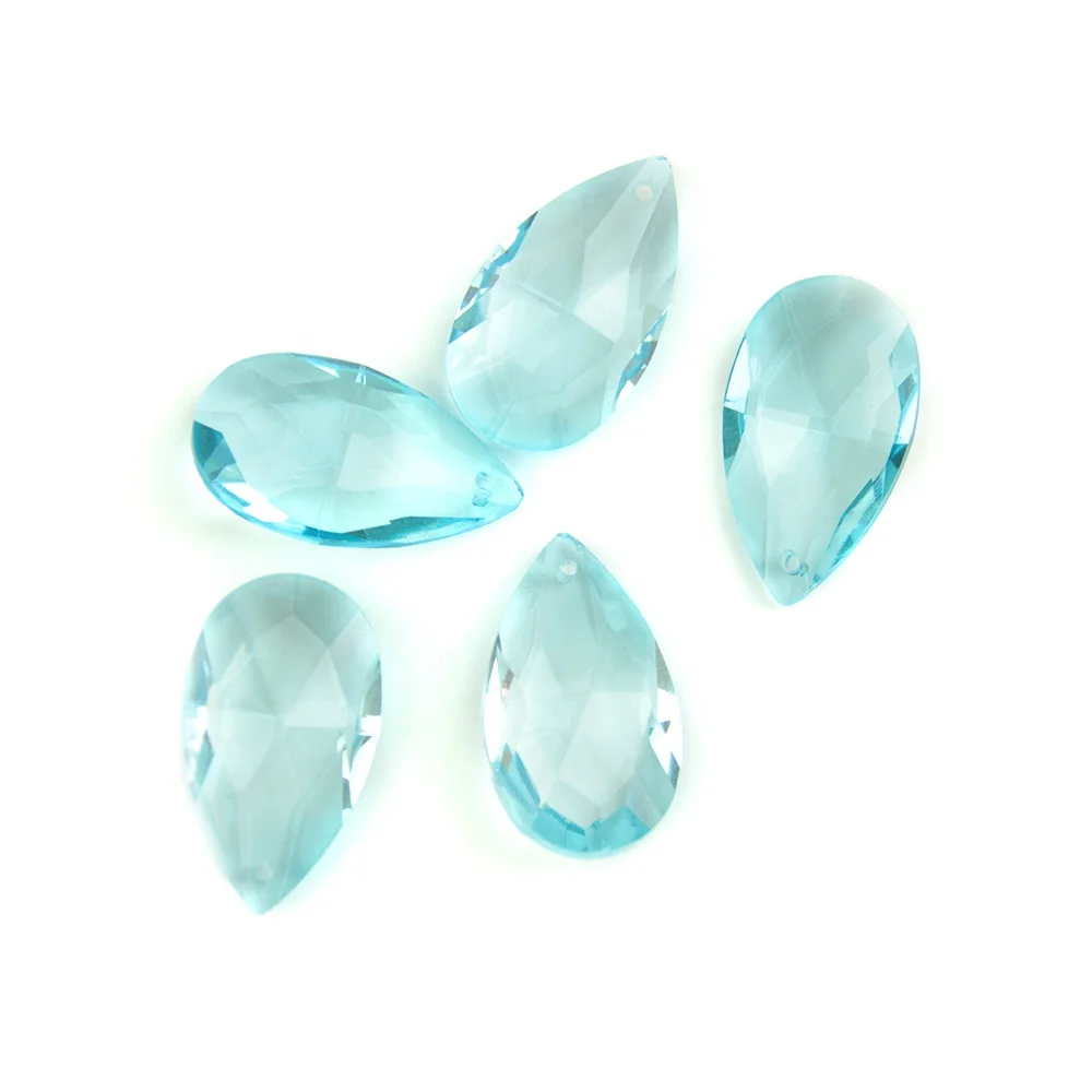 Honor of crystal Honor of crystal 38mm Aquamarine Almond Of Trimming Prism Accessories Crystal Lamp Teardrop Parts For Chandelier Decor