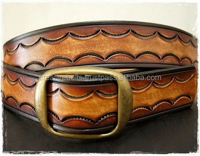 
Ремень из натуральной кожи с красивой отделкой в Западном ковбойском стиле 