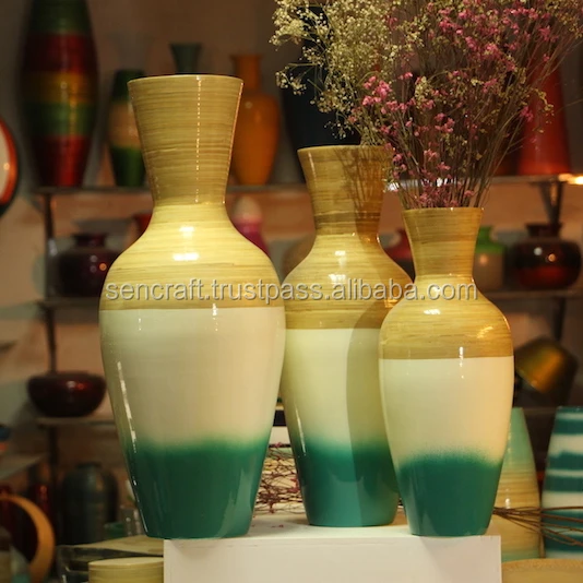 
spun bamboo vase; decorative vase, spun bamboo vase, bamboo lacquer vase 