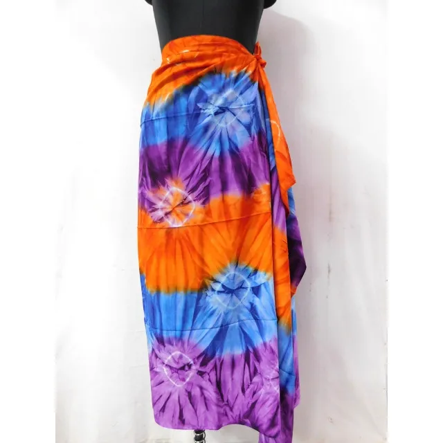 Indian handmade women wear scarf bikini cover up beach wear pareo multi colored orange sarong