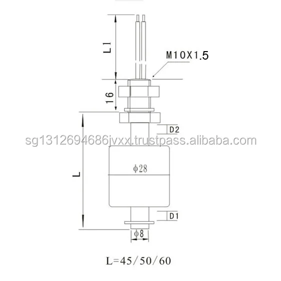 Mini black stainless steel high temperature resistance vertically water tank float level switch