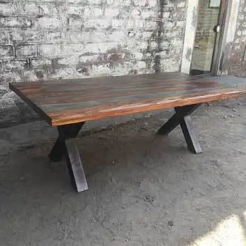 Antique Industrial Grey Indian Rosewood Dining Table Vintage Design Home Furniture with Wood Top and Folded Feature