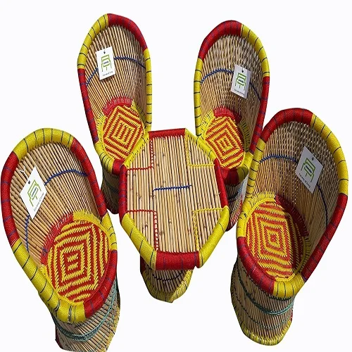 Садовый набор из 4 стульев из ротанга, уличная мебель красного и желтого цвета для столовой, патио, ресторана, офиса, газона