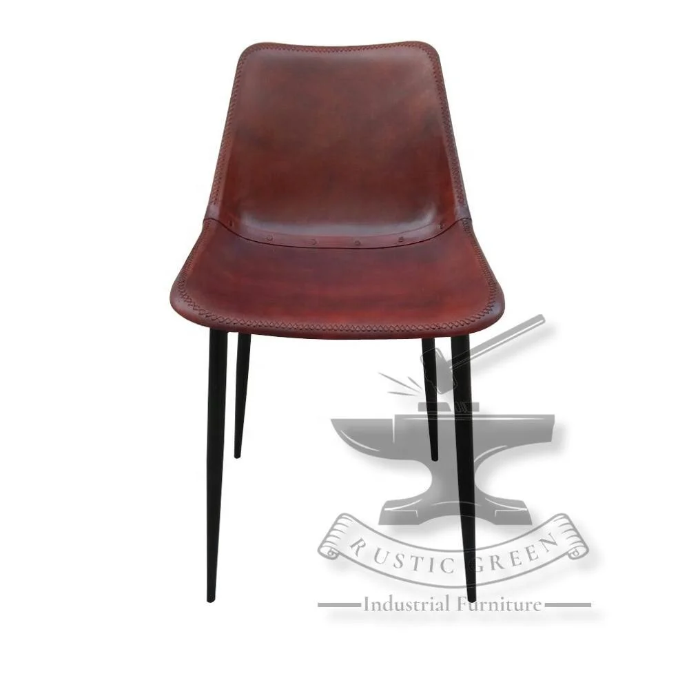 Промышленный винтажный кожаный Гирон Железный Ресторан кафе обеденный стул