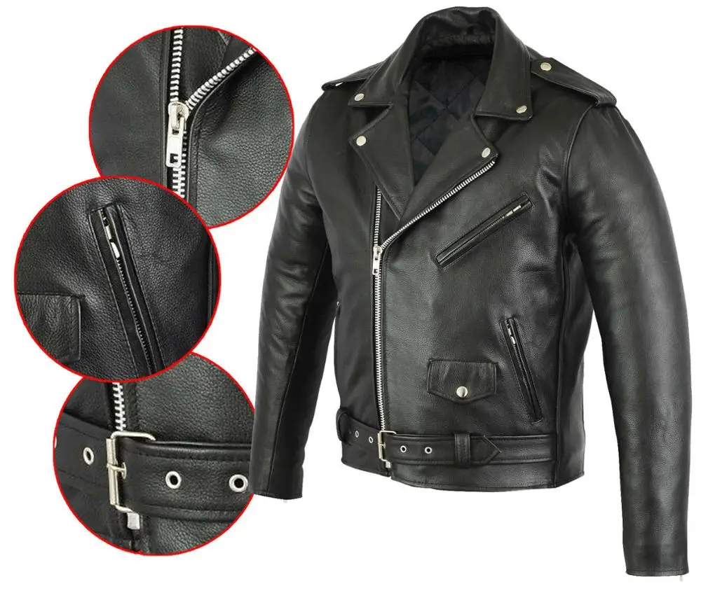Black Brando Jacket Grade A Leather  Motorbike Leather Jacket/Motorcycle Biker Jacket For Men/Racing wear
