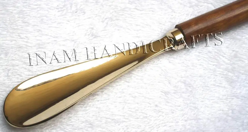 Wooden and brass Bear / Panda Handle Shoe Horn, Designer Panda Wooden and Brass Spoon Lifter / Shoe horn