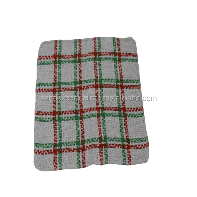 White and Red Stripe Golf Kitchen Towels from India..