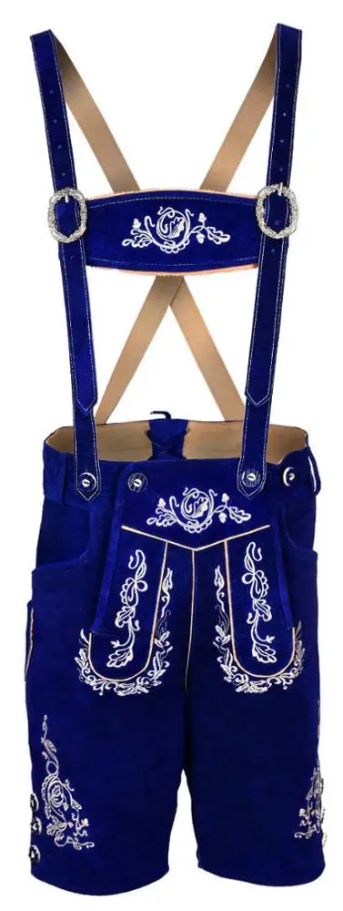  Mens Bavarian LEDERHOSEN Real Suede Leather with Matching Suspenders Shorts