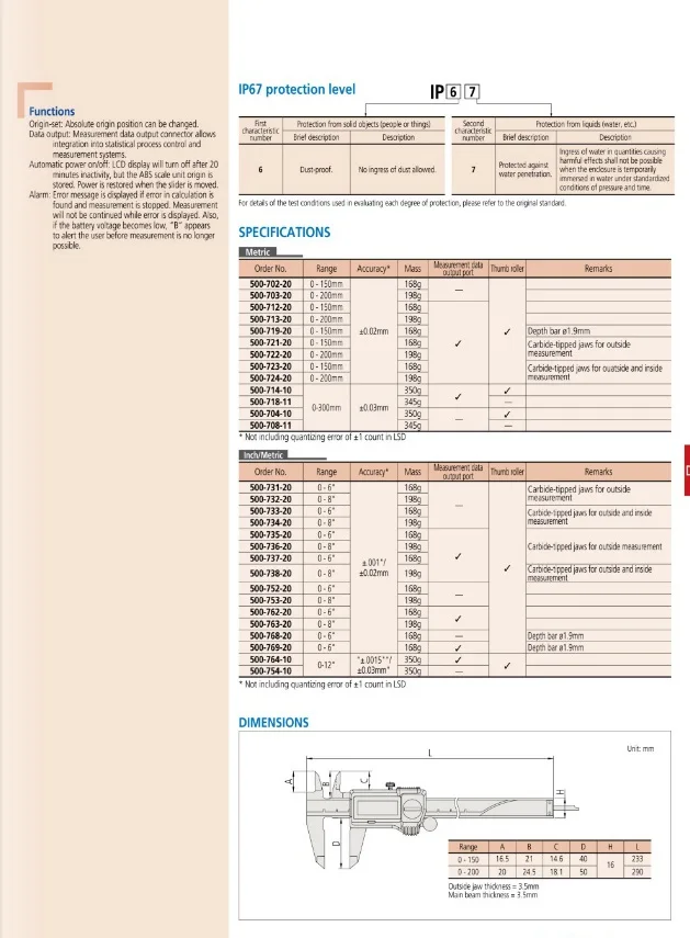 Japanese high vernier caliper and micrometer caliper