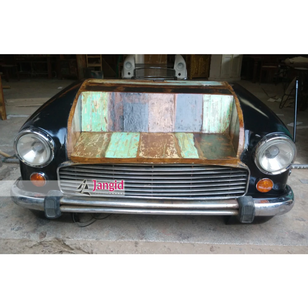 Vintage Iron and Wooden Ambassador Car Sofa