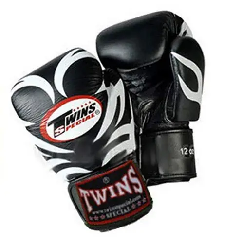 Twins Boxing Gloves black and white Boxing Glove genuine leather