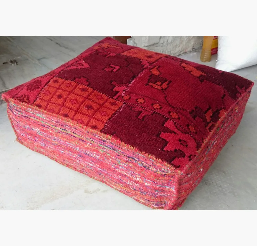 INDIAN HAND MADE DECORATIVE SQUARE KILIM POUF