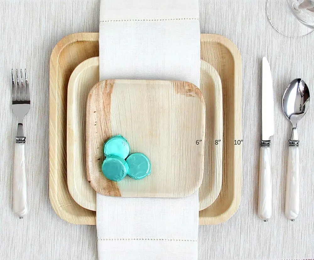 
Food safety resumable biodegradable palm leaf plates from india 