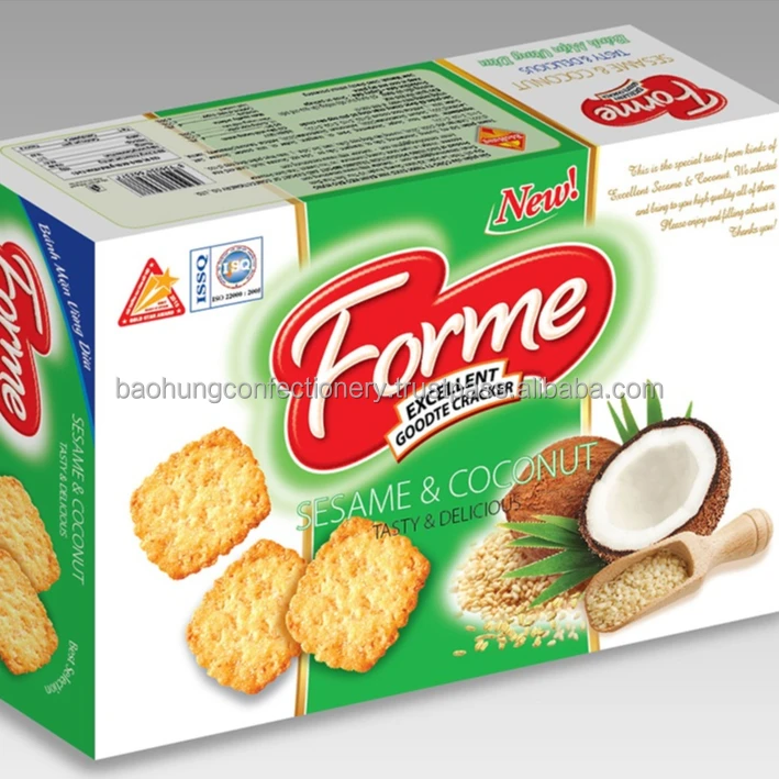 High quality Coconut & Sesame Cracker Biscuits Box