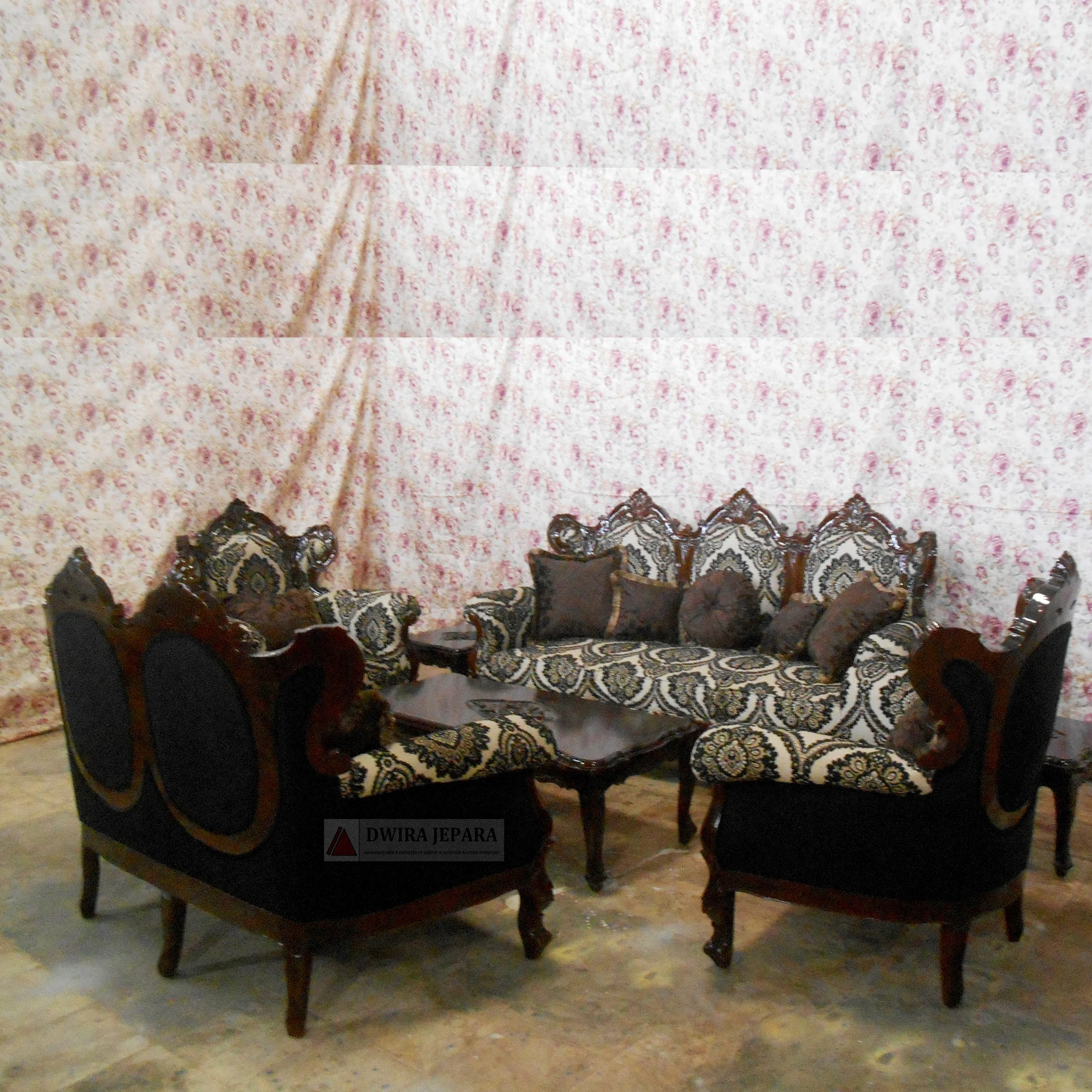 Classic Teak Wood Furniture - Living room set of indonesia furniture teak sofa set