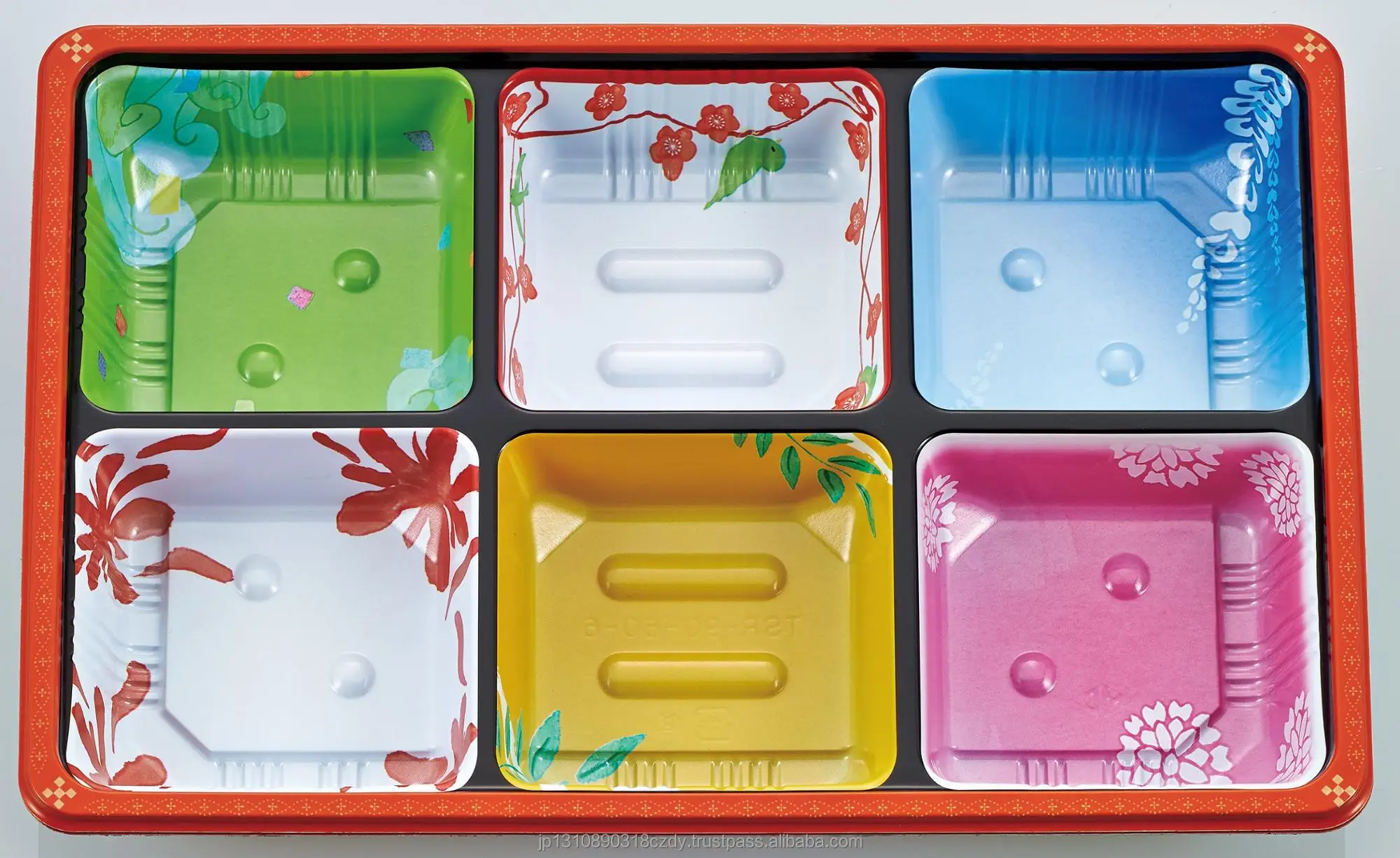 Take out plastic food storage container 6 compartment disposable bento lunch  box sushi restaurant with clear lid microwavable