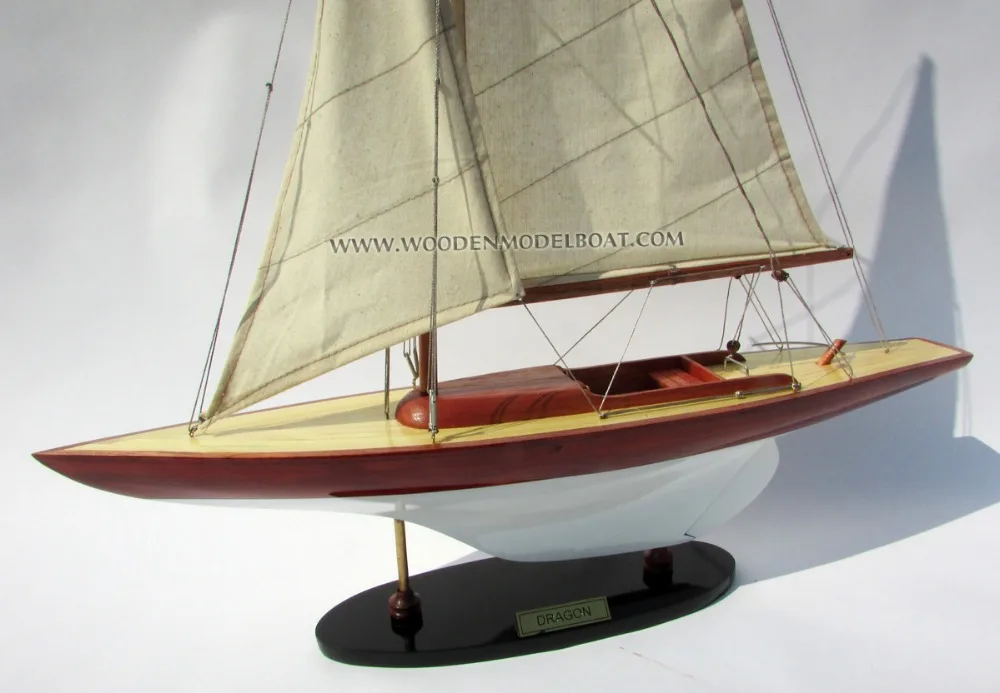 DRAGON PAINTED WOODEN MODEL BOAT_ WOODEN HANDICRAFT MODEL