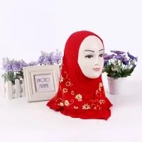 Оптовая продажа, детский хиджаб с красивой цветочной каймой, милый детский хиджаб