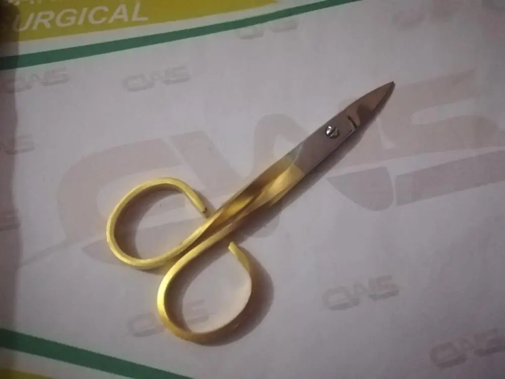 
Stainless Steel Gold Color Nail Cuticle Eyebrow Eyelash Nose Hair Scissor 