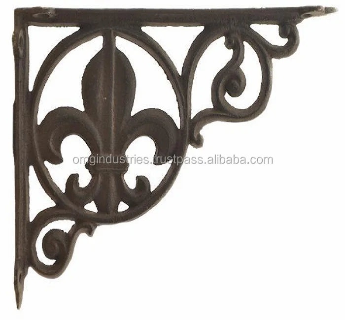 OMG Industries Antique Style Cast Iron Black Metal Wall mount Shelf Brackets