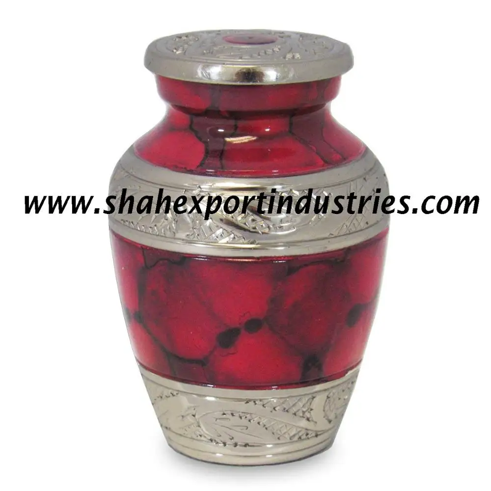 Multi Designed Red Mini Keepsake Urn for Human Ashes Urn to Honor Your Loved One Lost Set of 4 Cremation Urns