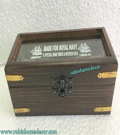 Antique Maritime Brass Sand Timer Hourglass with Compass Both End Nautical Decor