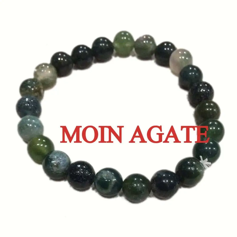 Original Moss Agate Round Beads Bracelet/Chakra Stone For Used As Chakra Bracelet/ Crystal Bracelet -online Buy From Moin Agate