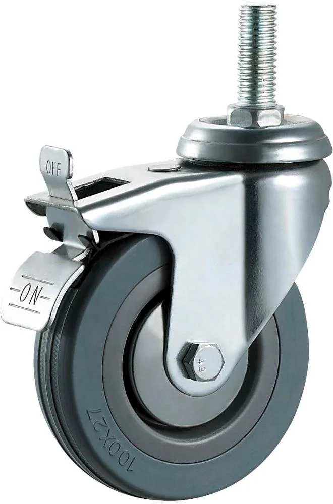 light duty caster wheel 100mm metal rail cart shelf tray trolley wheel 4 inch swivel grey rubber wheel castor