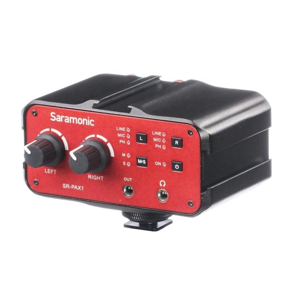 
 Saramonic SR-PAX1 2-х канальный XLR Сделано в Китае накамерный размеры аудиоадаптера с Смеситель Для DSLR и беззеркальных фото-и видеокамеры  
