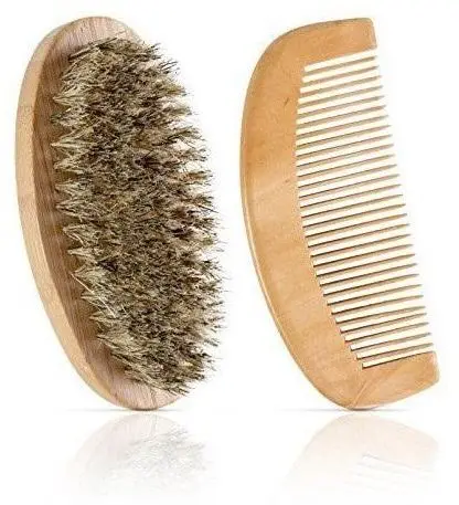 Wholesale 2Pcs Men Beard Care Set Artificial Boar Bristle Beard Brush and Beard Comb Kit Grooming Kit