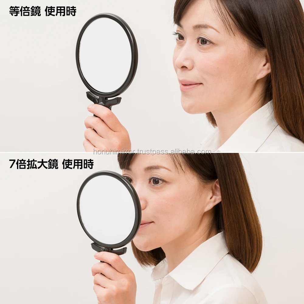 
Plastic handheld magnifying make-up customized logo hand mirror 
