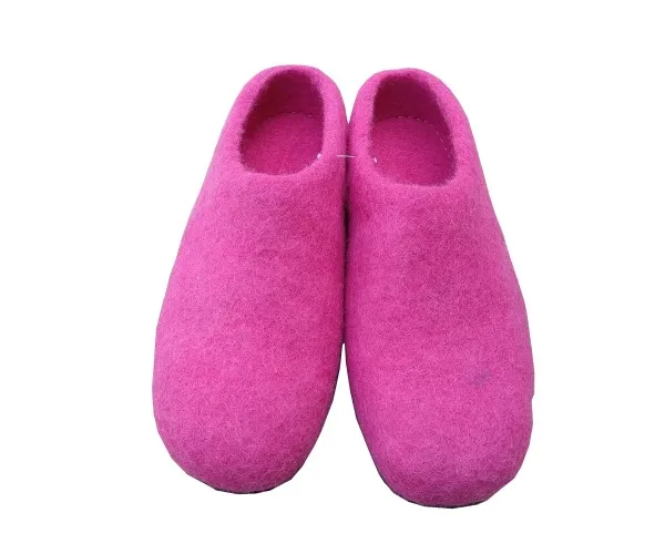 Handmade felt wool shoes with leather sole indoor slippers nepal Wholesale Handcrafted Eco-friendly wool Felt