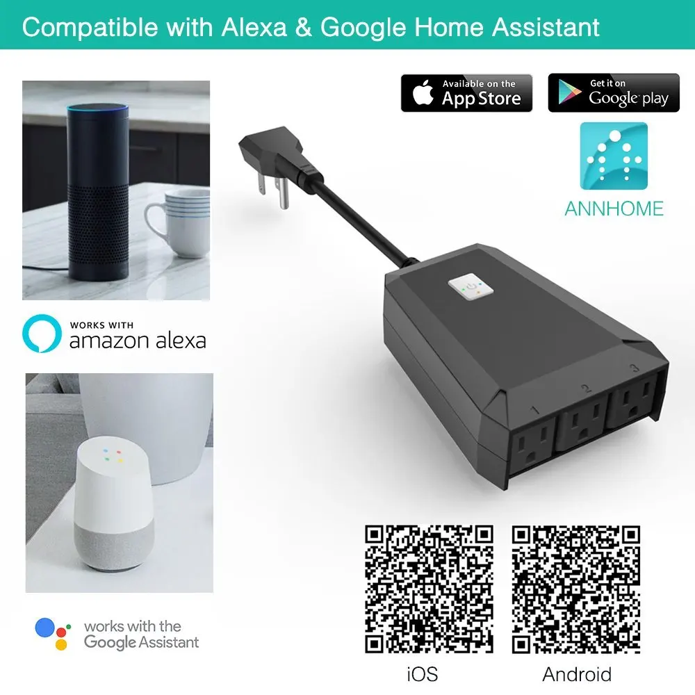 smart socket wifi smart home device Compatible with Alexa and Google Home,Timing Function No Hub Required