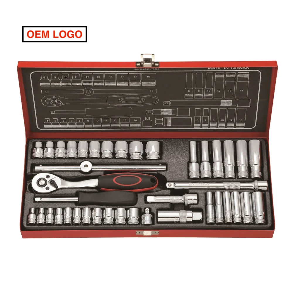 Taiwan great chrome vanadium 1/4 and 3/8 40pcs deep socket ratchet set