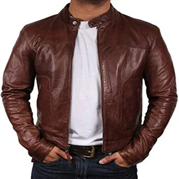 
Top Quality Mens Stylish Real Leather Jacket brown For Gents 