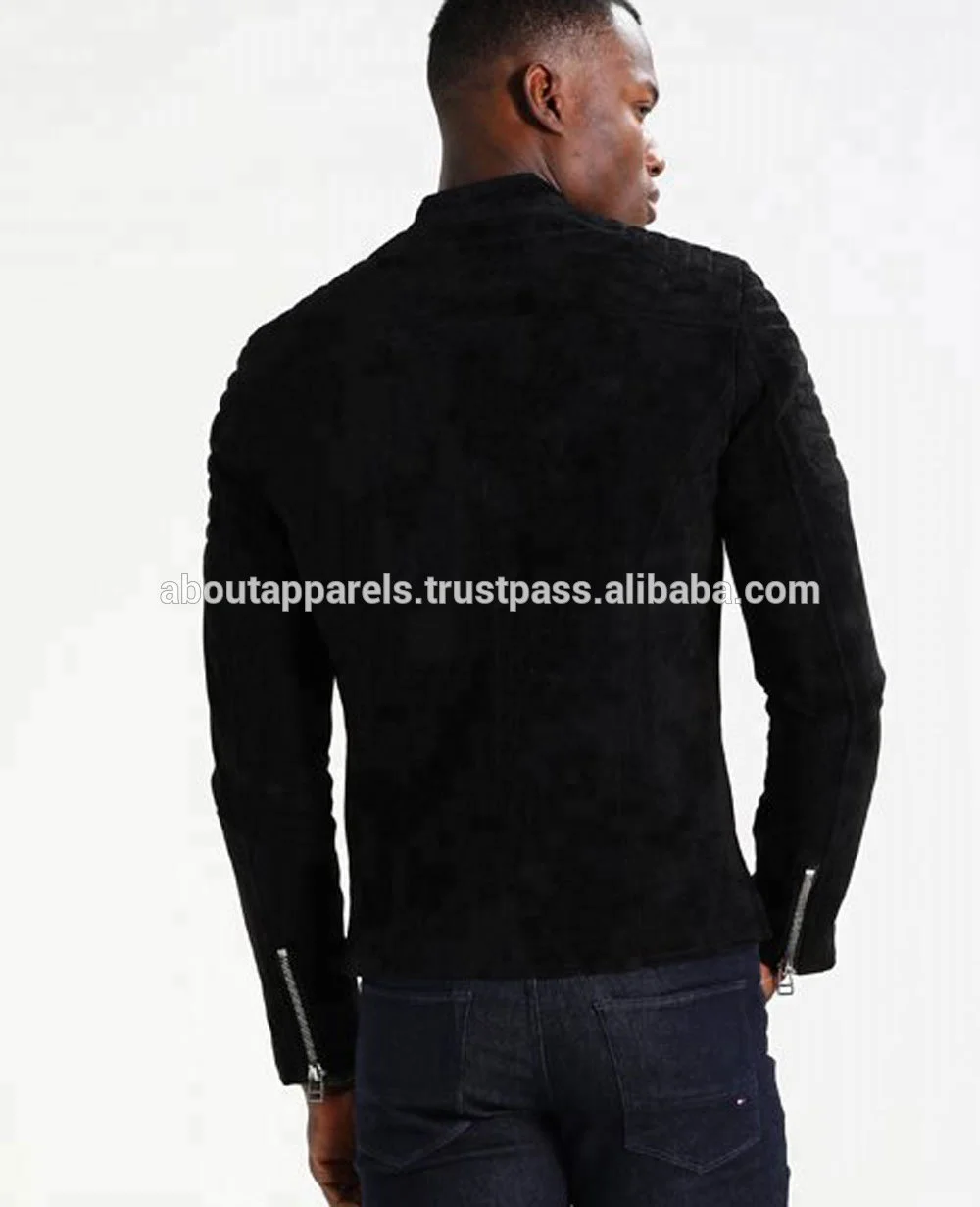 Fashion Bomber Black & Brown Cow Suede Leather Jacket, Man Black Fashion suede Leather Jacket