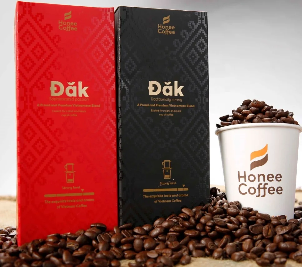 Vietnam Red and Black Dak Ground Coffee High Quality but competition price with Honee Coffee brand