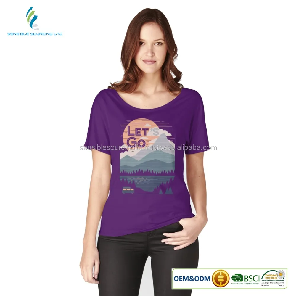 Women t shirt customized print Bangladeshi supplier 100% cotton t-shirt polo shirt