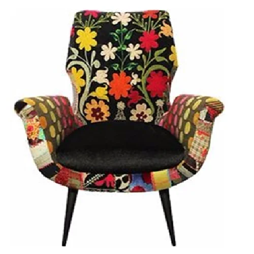 Designer High Quality Black Latest Fashionable Floral Pattern Furniture Sofa Chair Home Furniture Fabric Living Room Sofa