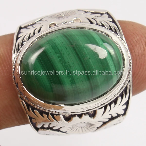 MALACHITE 925 Sterling Silver Natural Ring Handmade Jewellery Exporter & Wholesaler Silver Plated NEW Jewellery