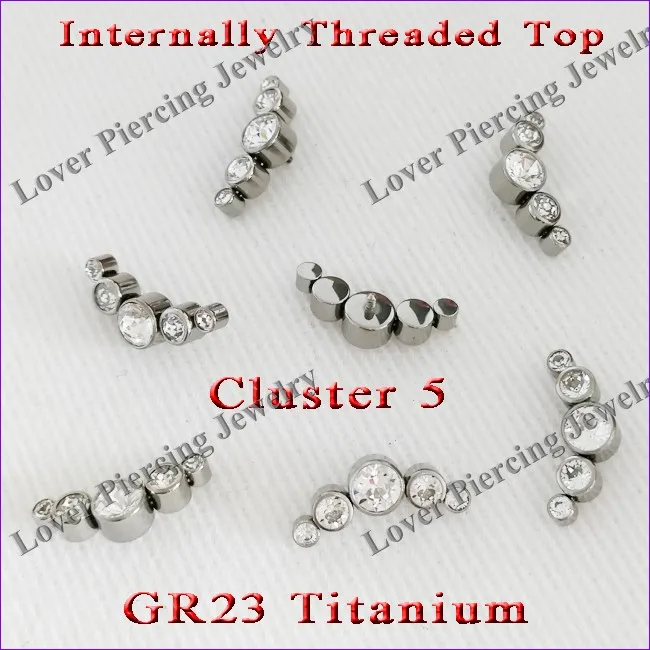 [ST-671] GR 23 Titanium Clusters ASTM F 135 Parts Accessories For Internal Threaded Body Piercing Jewelry Rings