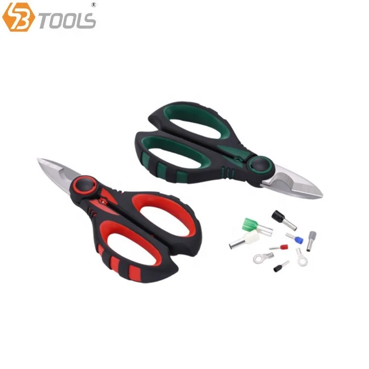 SBTools Heavy Duty Electrician Scissors for Wire/Cable Stripping Cutting