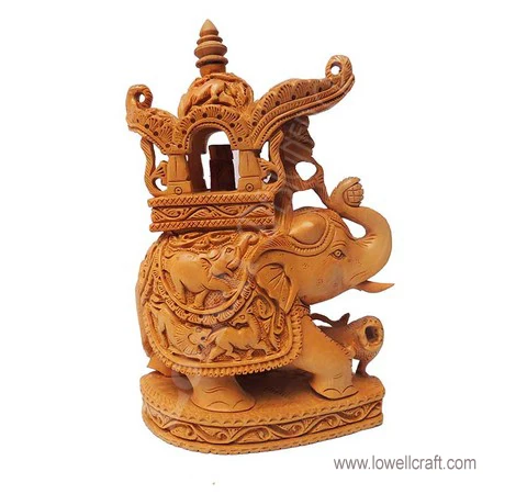 WOODEN AMBABARI ELEPHANT WITH HOWDAH