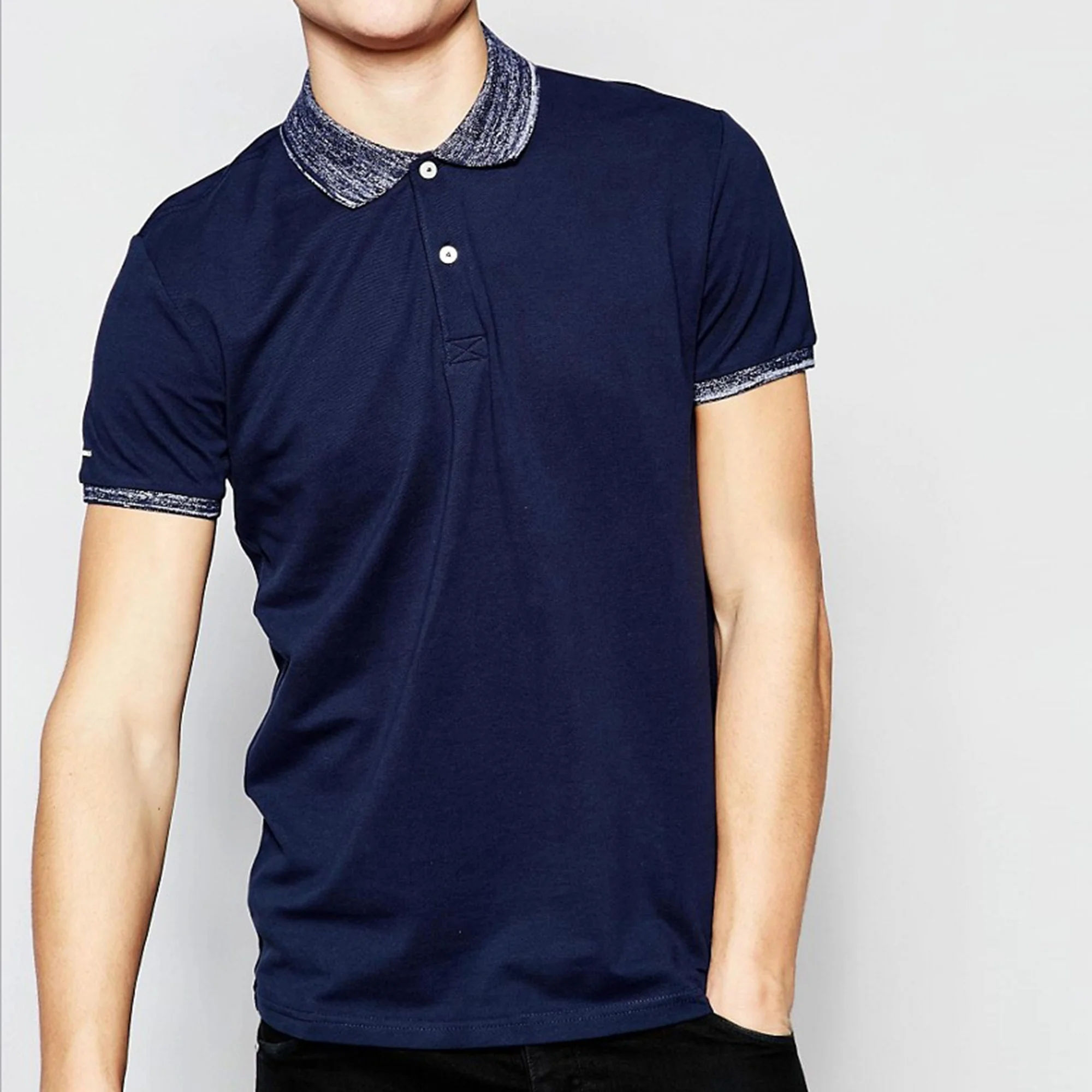 Promotional customized breathable mens pique polo with jacquard collar classic fit t-shirts for advertisement wholesales BD